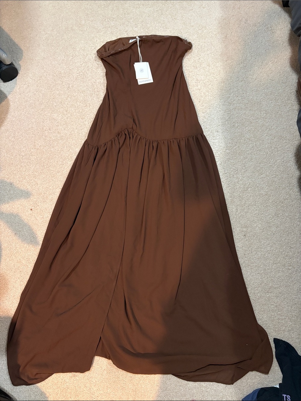 NWT Peppermayo Eden Brown Strapless Maxi Dress size 8